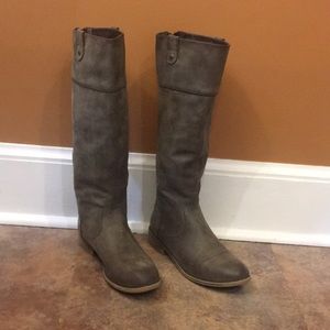 madden knee high gray boots